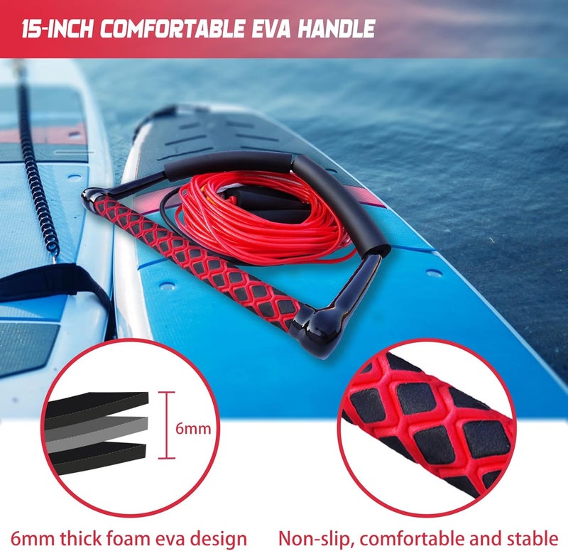 ASVAEVAS 75FT Wakeboard Rope and Handle, No Stretch Dyneema Wakeboard Tow Rope, 4 Sections Floating Water Ski Ropes for Wakeboarding, Waterskiing, Kneeboarding and Wakesurfing - Image 4